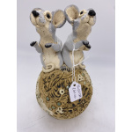Tracy Whinray Ceramics - Handmade Grey Ceramic Mice on Stand  -  TW13-2588- Pottery in Suffolk Art Gallery